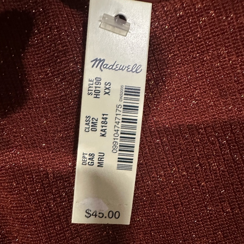 NWT Madewell Metallic Ruffle Tank Top Copper/Rust Shimmer XXS - Picture 5 of 6